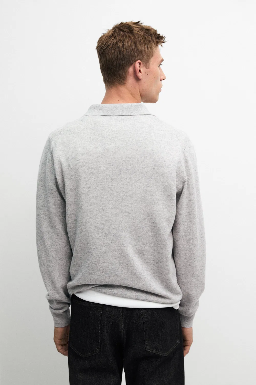 картинка Поло-свитер Massimo Dutti Wool Blend Knit, серый меланж от магазина Одежда+