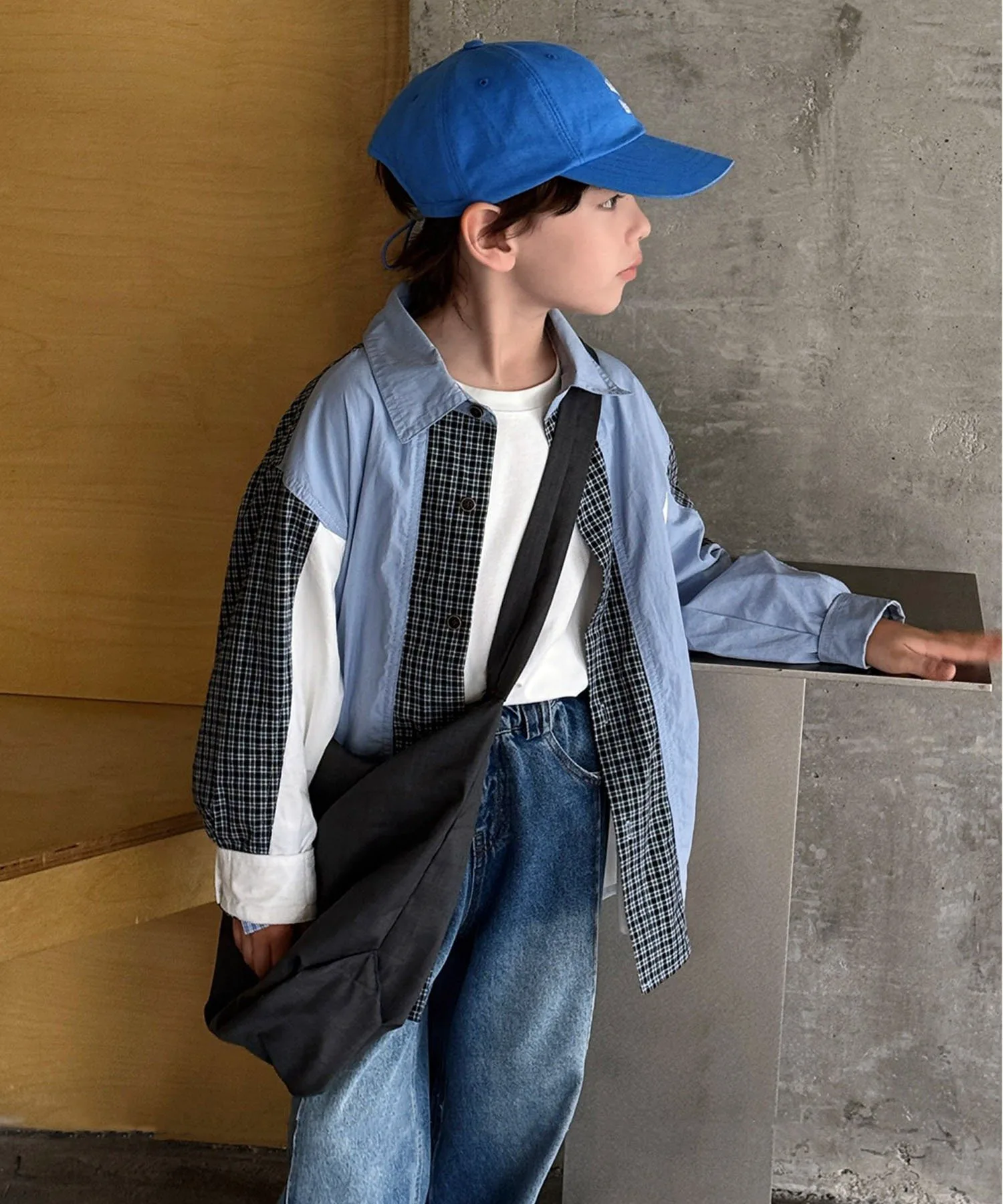 картинка Рубашка в клетку с блочным рисунком Aimoha Kids, blue от магазина Одежда+