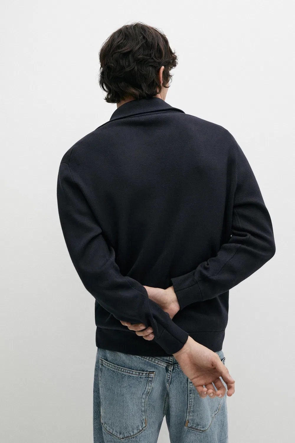 картинка Кардиган Massimo Dutti 100% Cotton Zip-Up Knit, темно-синий от магазина Одежда+