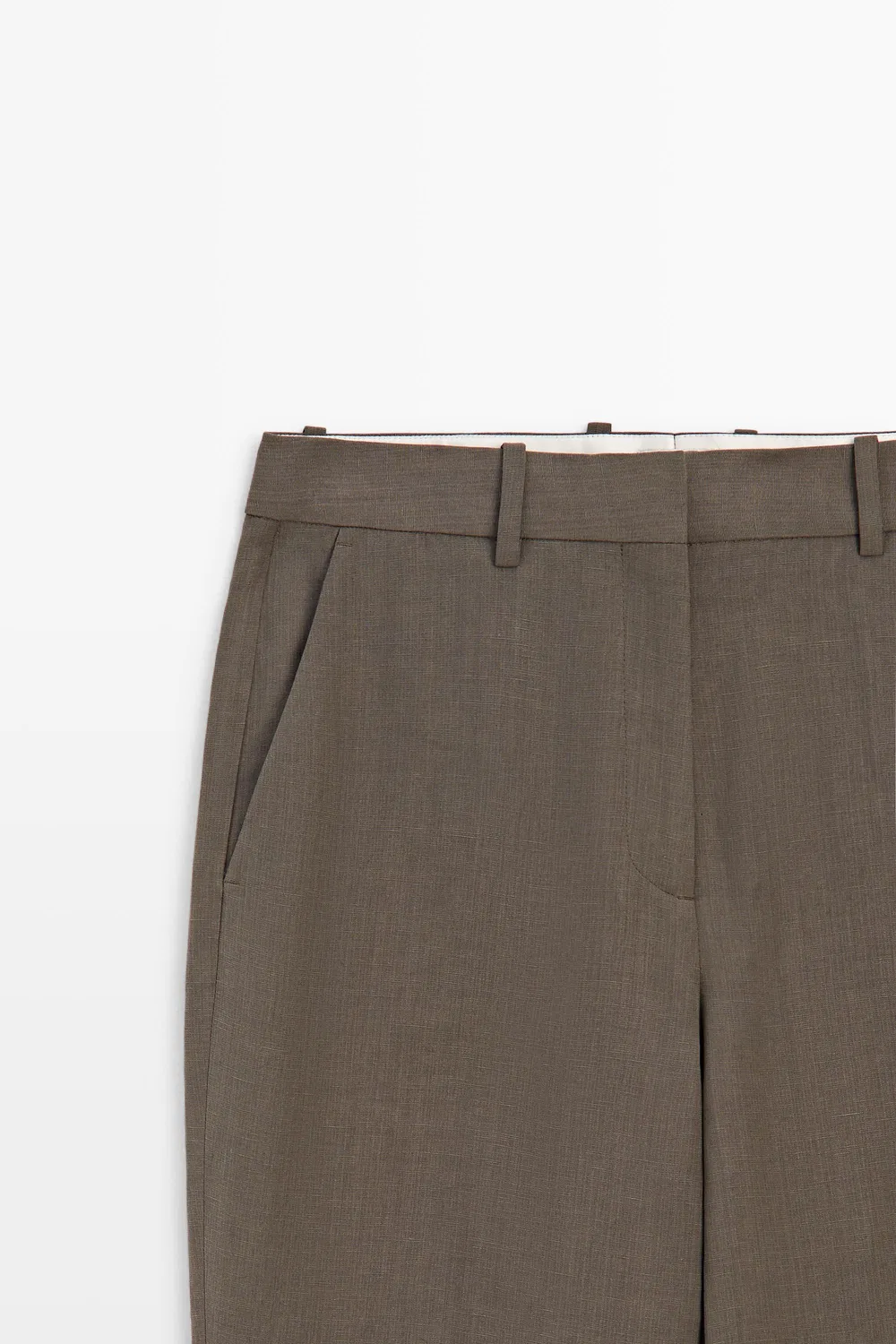 картинка Брюки Massimo Dutti Studio Linen-Blend Tailored, коричневый от магазина Одежда+