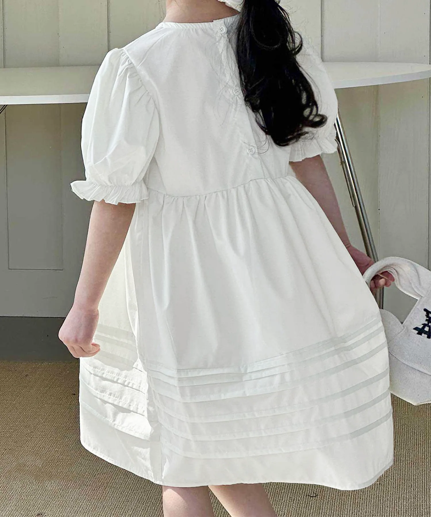 картинка Платье с объемными рукавами Aimoha Kids, off white от магазина Одежда+
