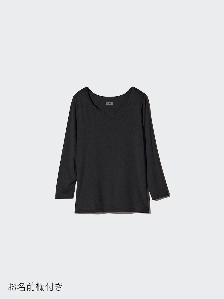 картинка Футболка heattech с u-образным вырезом Uniqlo, черный от магазина Одежда+