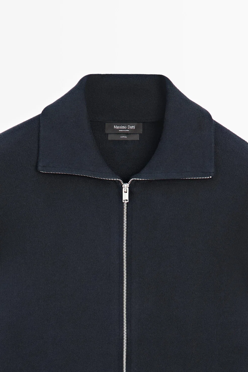 картинка Кардиган Massimo Dutti 100% Cotton Zip-Up Knit, темно-синий от магазина Одежда+