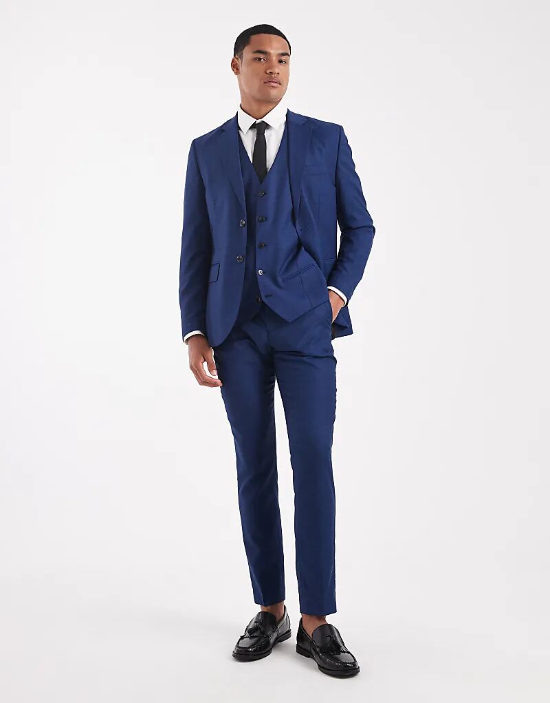 картинка Жилет Jack & Jones облегающего кроя из шерстяной смеси синего цвета от магазина Одежда+