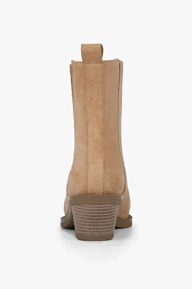 картинка Женские ботильоны с блок-каблуком Shoeberry, Camel от магазина Одежда+