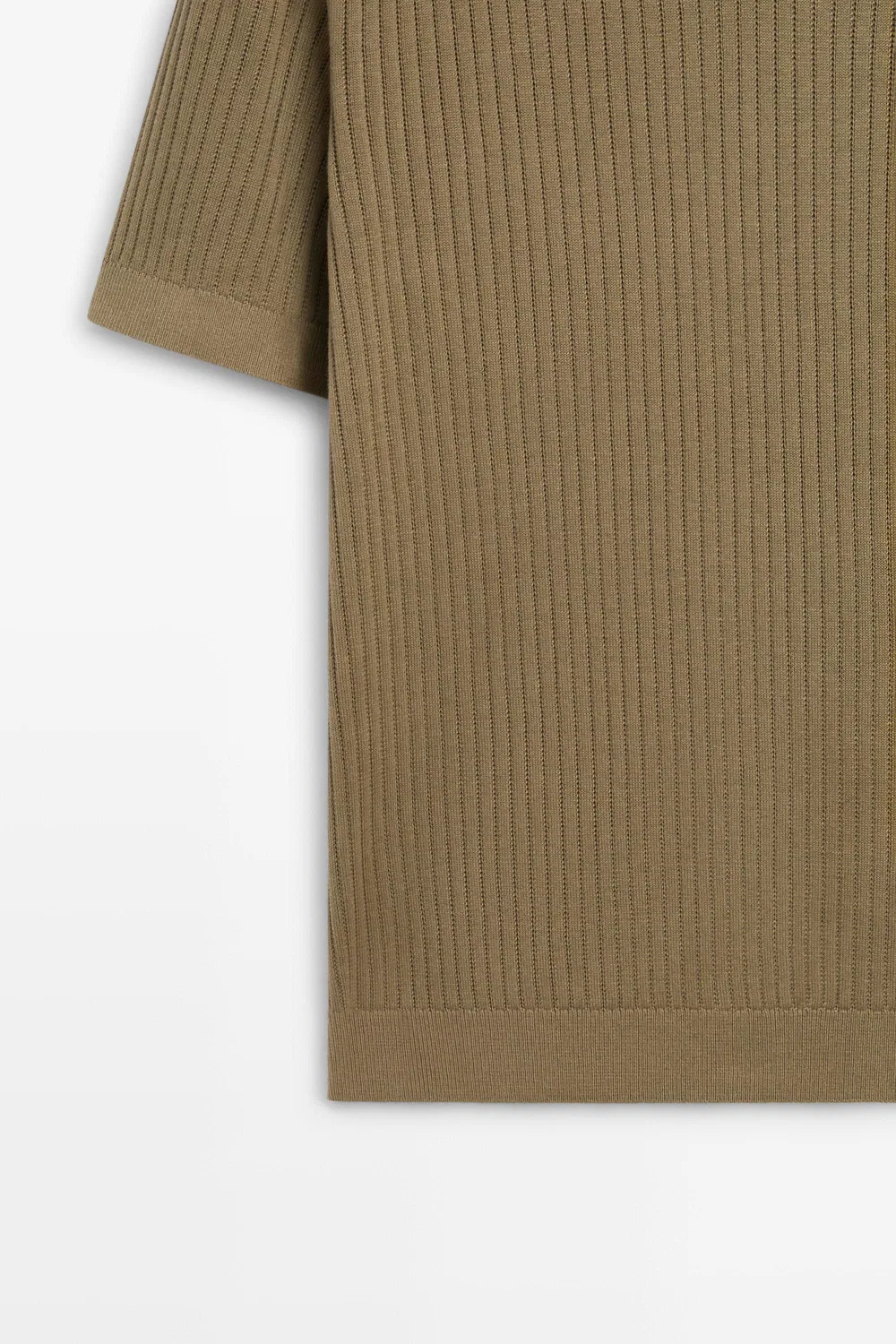 картинка Свитер-поло Massimo Dutti 100% Cotton Ribbed Knit, темный хаки от магазина Одежда+