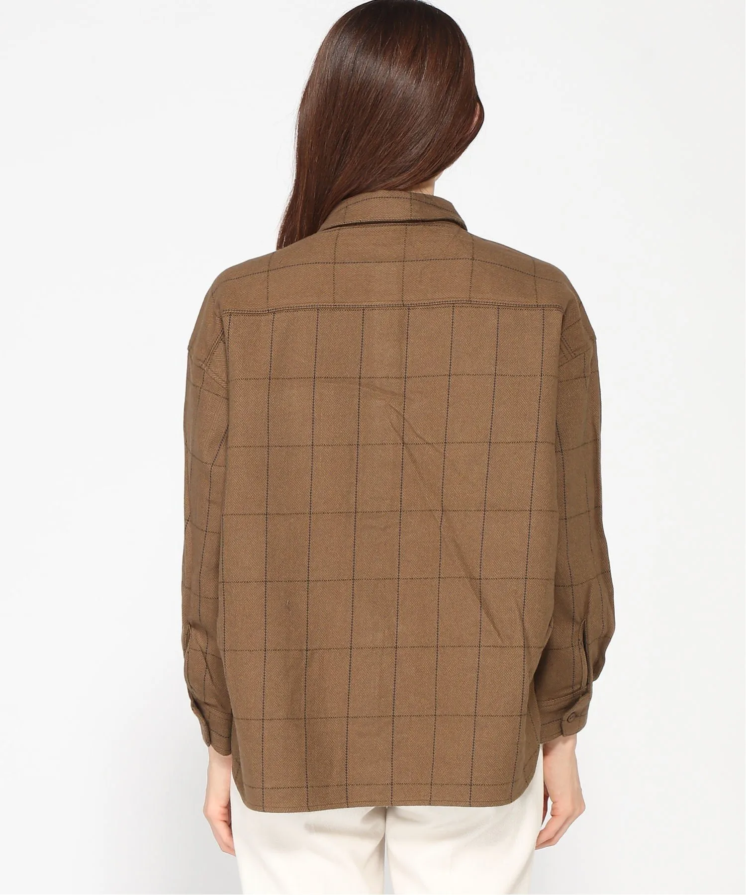 картинка Хлопковая рабочая рубашка-кимо широкого кроя Kermu, Brown check от магазина Одежда+