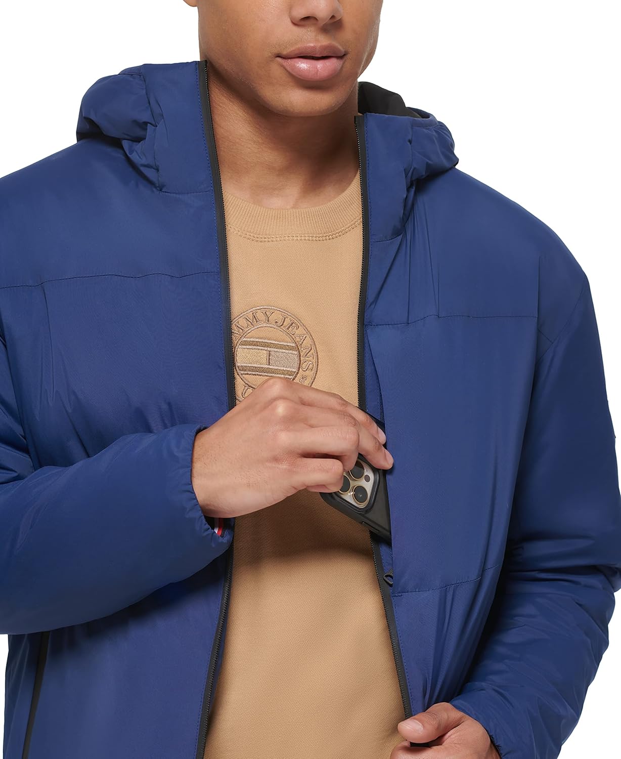 картинка Мужская куртка-дождевик Tommy Hilfiger с эластичным наполнителем, Royal Blue от магазина Одежда+