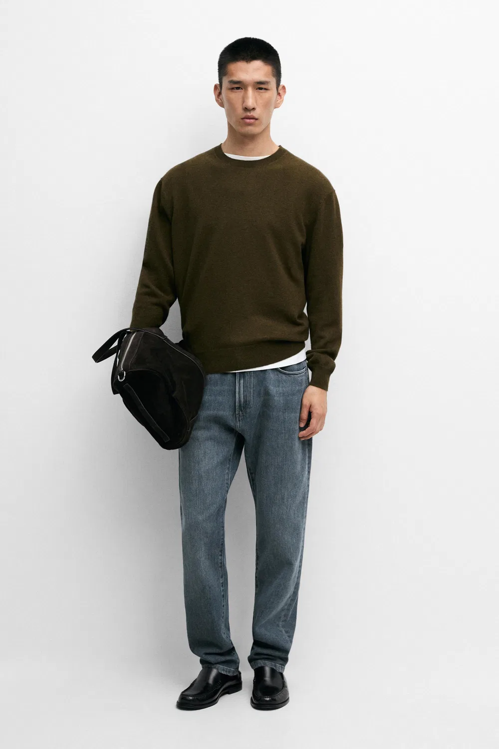 картинка Свитер Massimo Dutti 100% Cashmere Round Neck Knit, хаки от магазина Одежда+