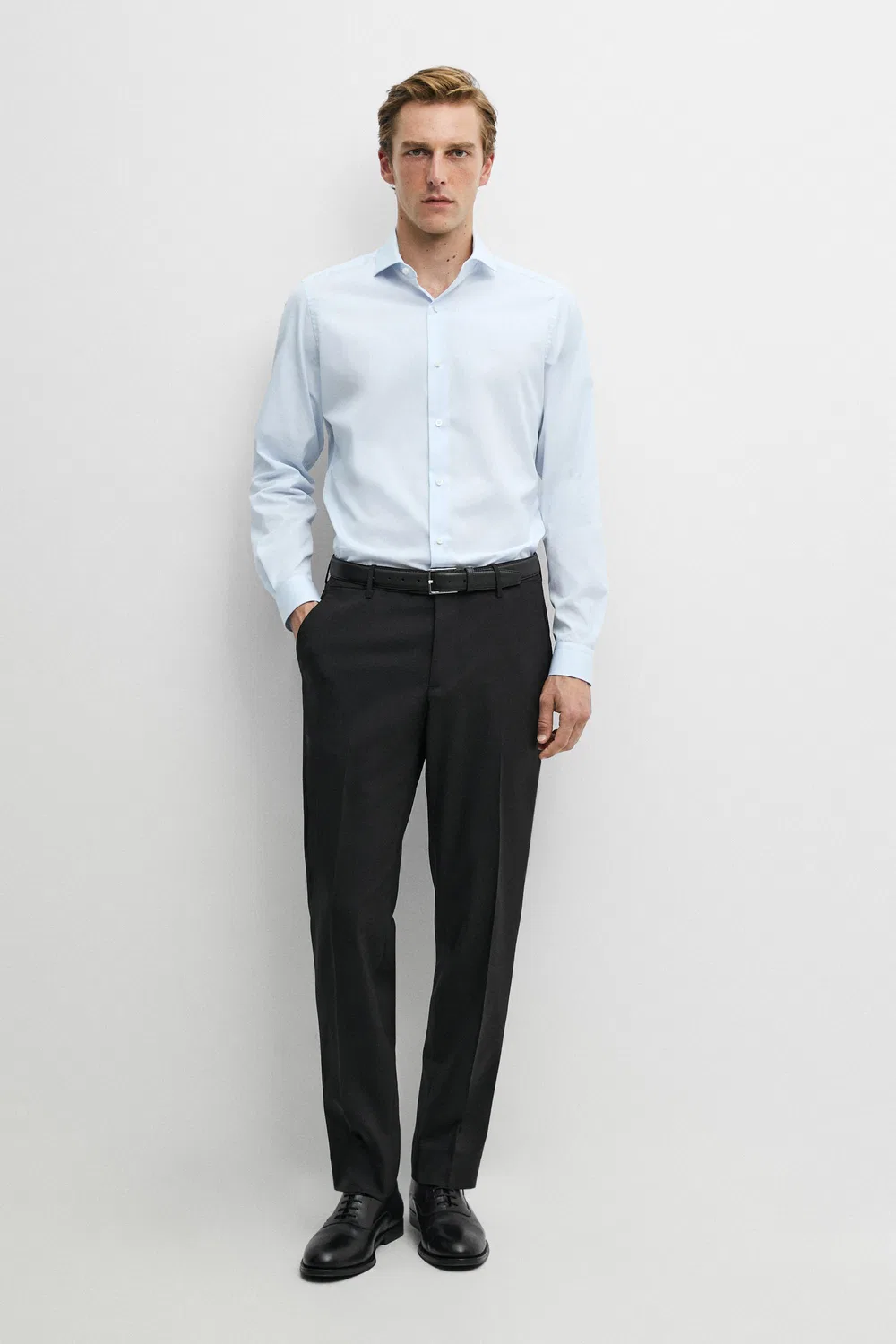 картинка Рубашка Massimo Dutti Slim Fit Gingham, небесно-голубой от магазина Одежда+