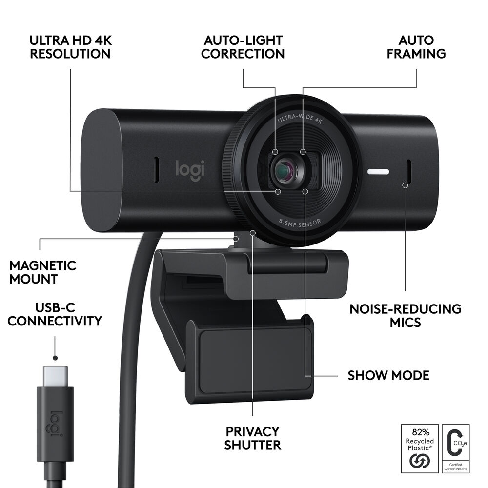 картинка Веб-камера Logitech MX Brio 4K Webcam (Black) 960-001558 от магазина Одежда+