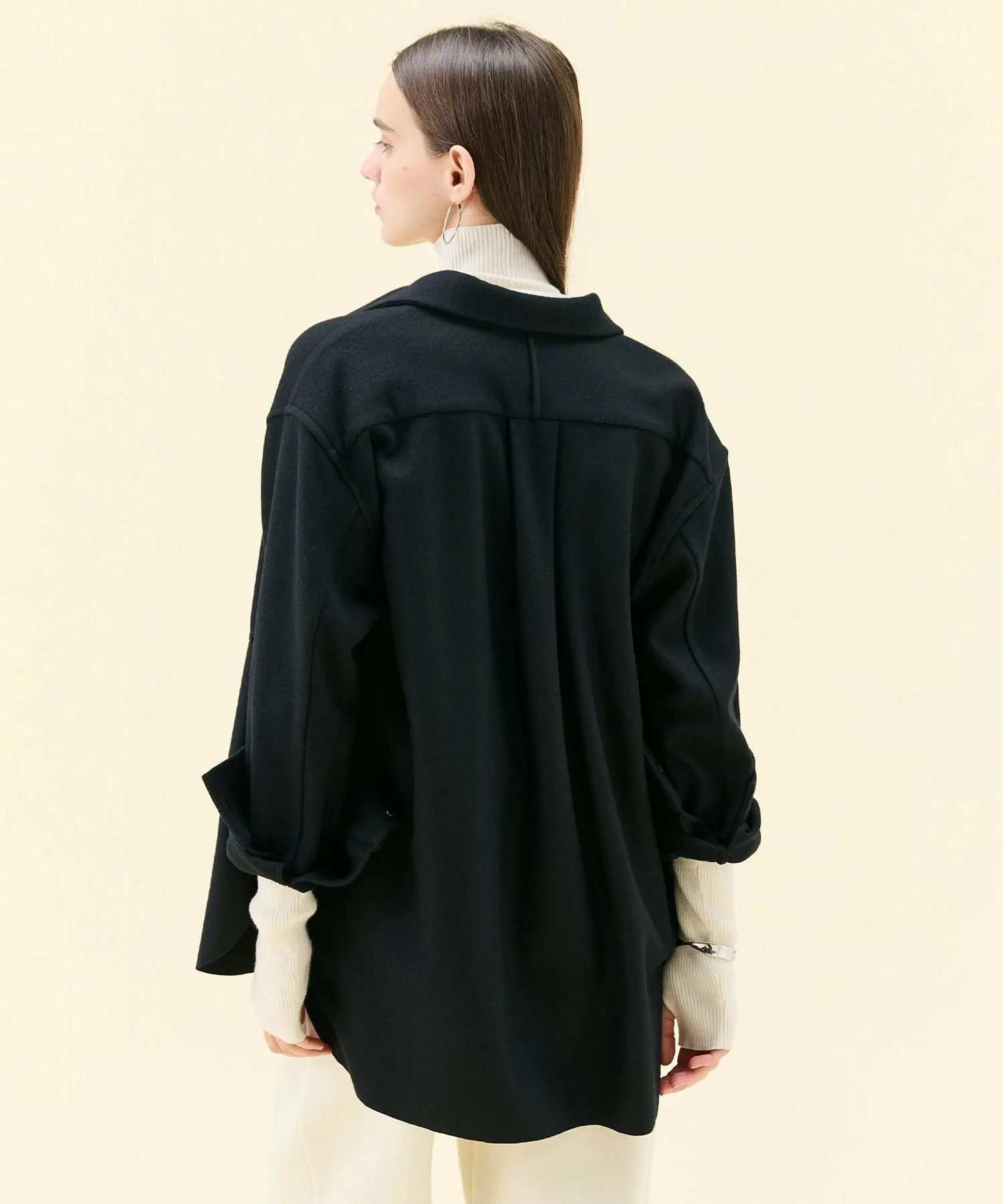 картинка MONTAIGNE / Шерстяная рубашка оверсайз Beige,, Black[005] от магазина Одежда+