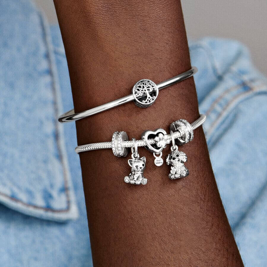 картинка Шарм-клипса Pandora Double Lined Pavé, серебро/прозрачный от магазина Одежда+