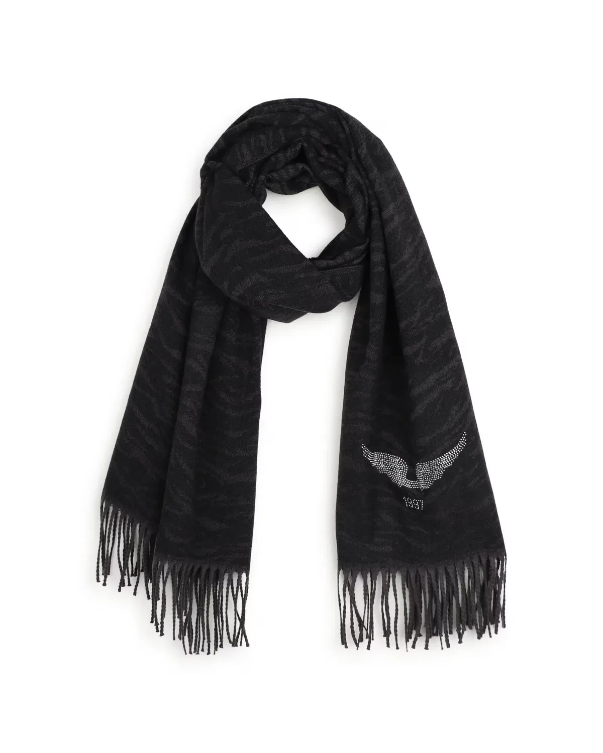 картинка Детский шарф с принтом Tiger Jacquard Zadig & Voltaire, Negro от магазина Одежда+