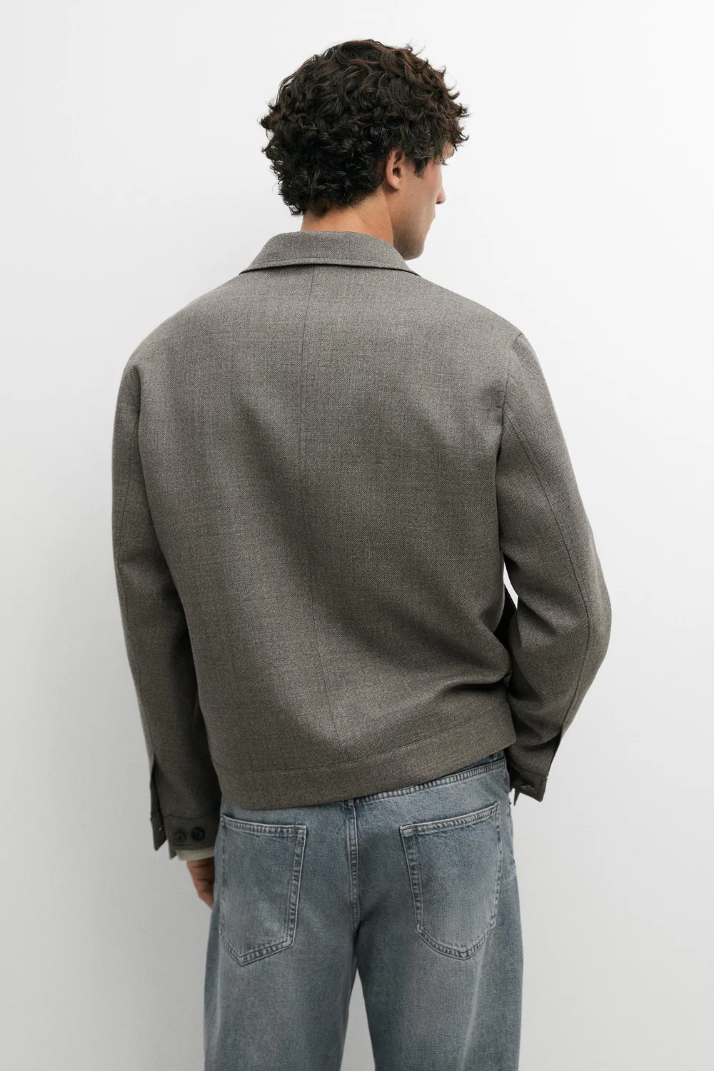 картинка Жакет Massimo Dutti 100% Wool Structured, серовато-зеленый от магазина Одежда+