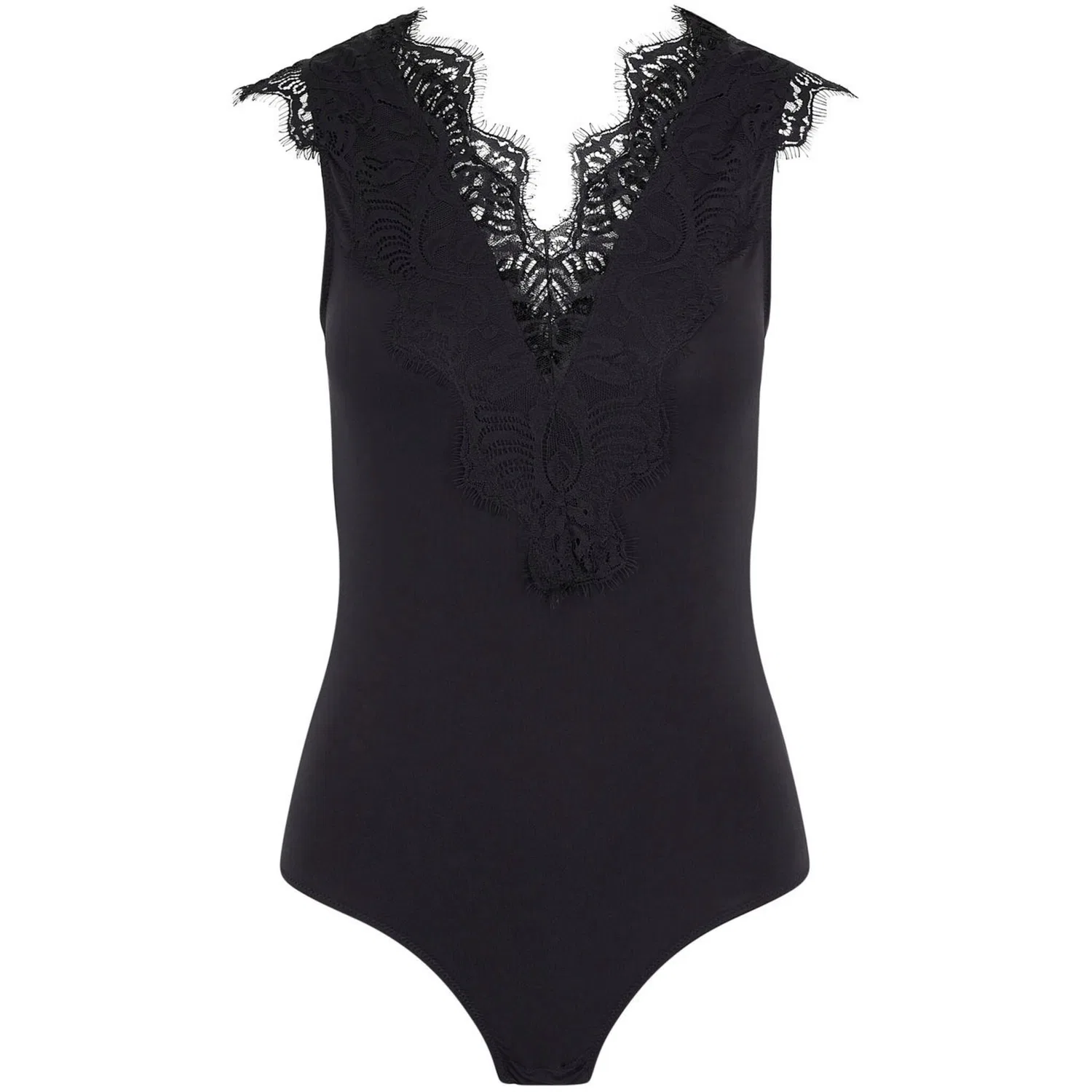 картинка Женское боди с V-образным вырезом и кружевом pieces, Black от магазина Одежда+