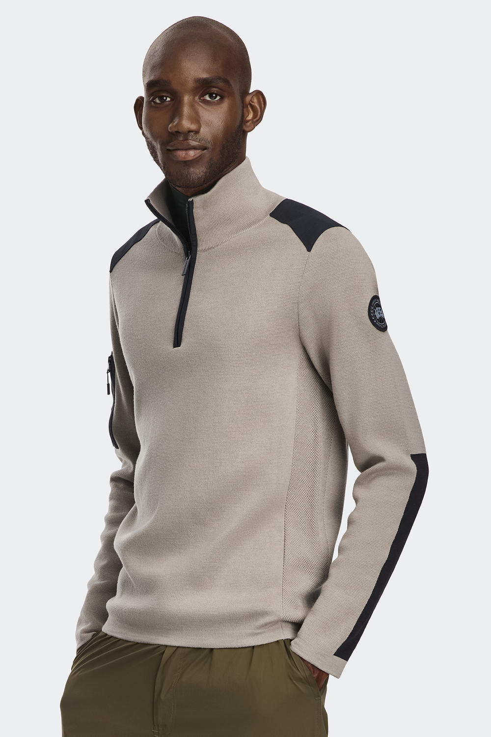 картинка Свитер Canada Goose Stormont ¼ Zip Black Label, Limestone от магазина Одежда+