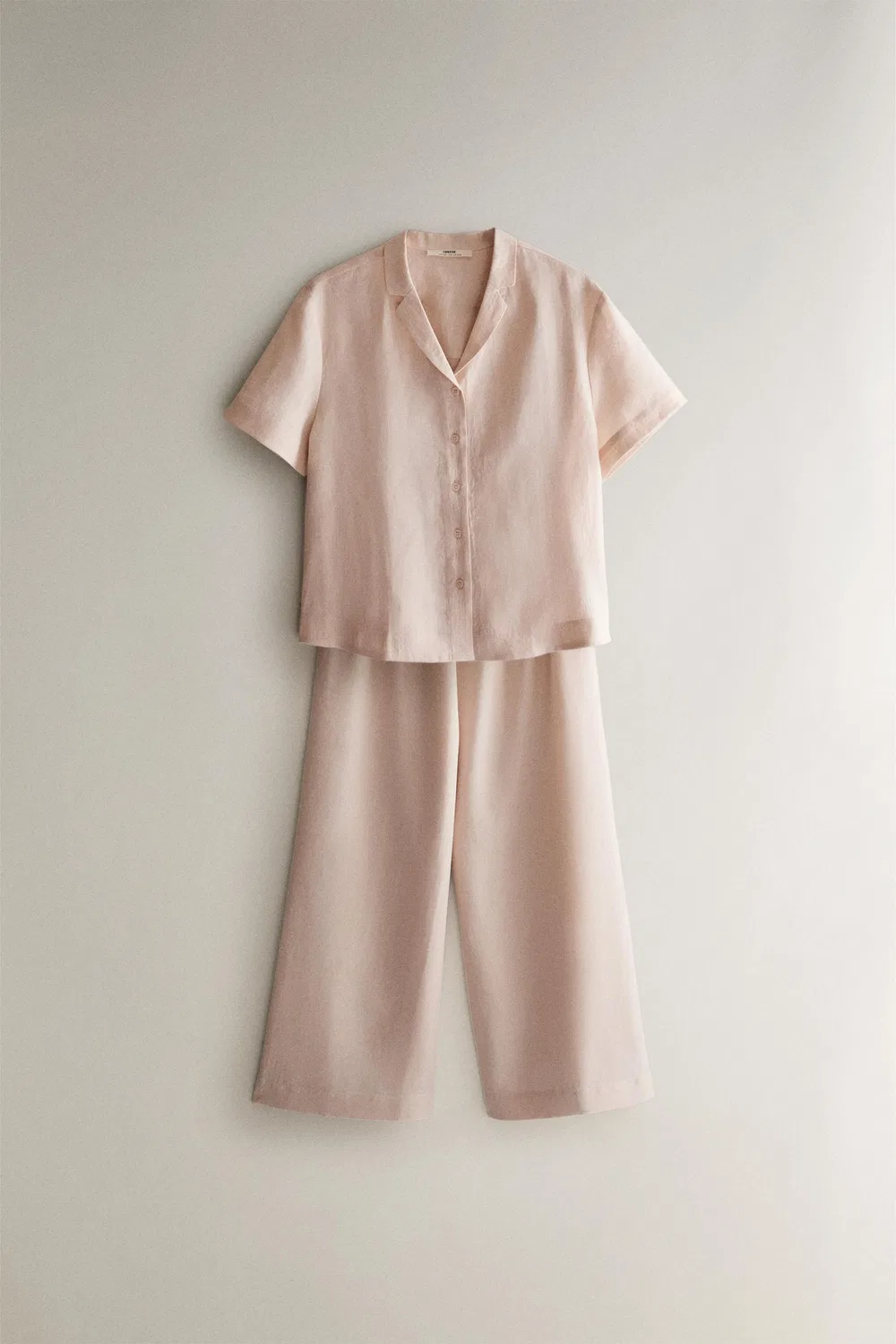 картинка Льняная рубашка с коротким рукавом ZARA, Pink от магазина Одежда+