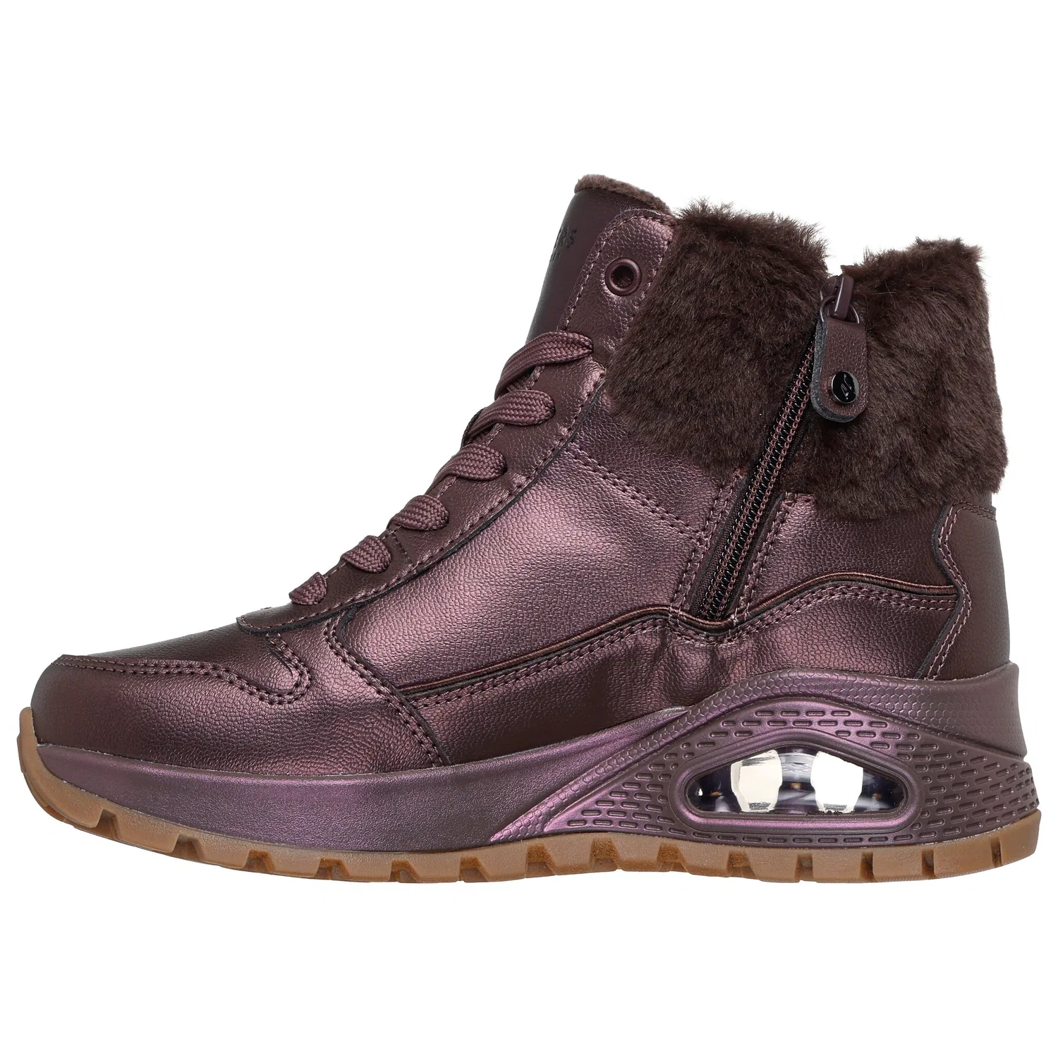 картинка Женские дутики на тракторной подошве Skechers, Aubergine от магазина Одежда+