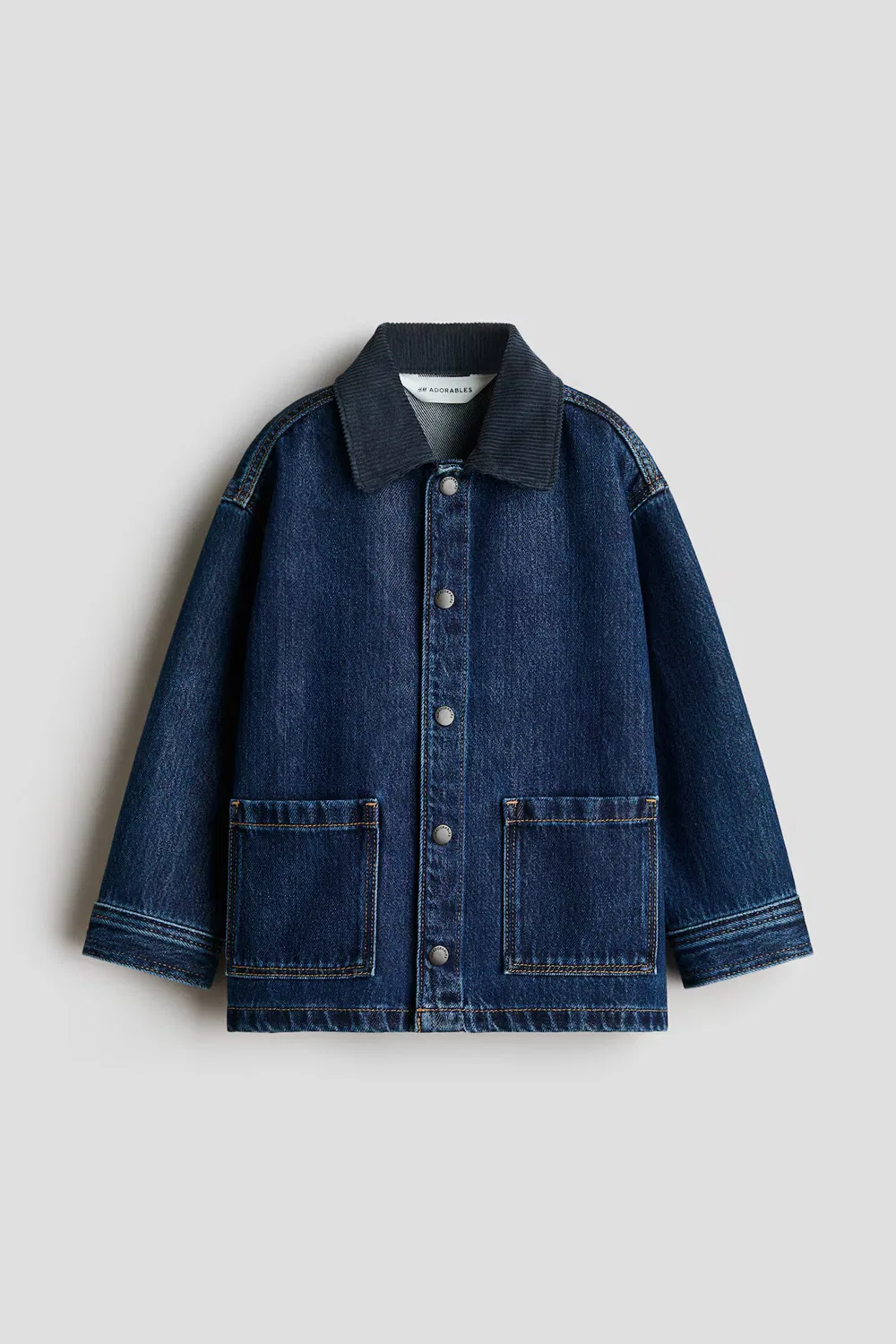 картинка Джинсовая куртка с вельветовым воротником H&M, Dunkles Denimblau от магазина Одежда+