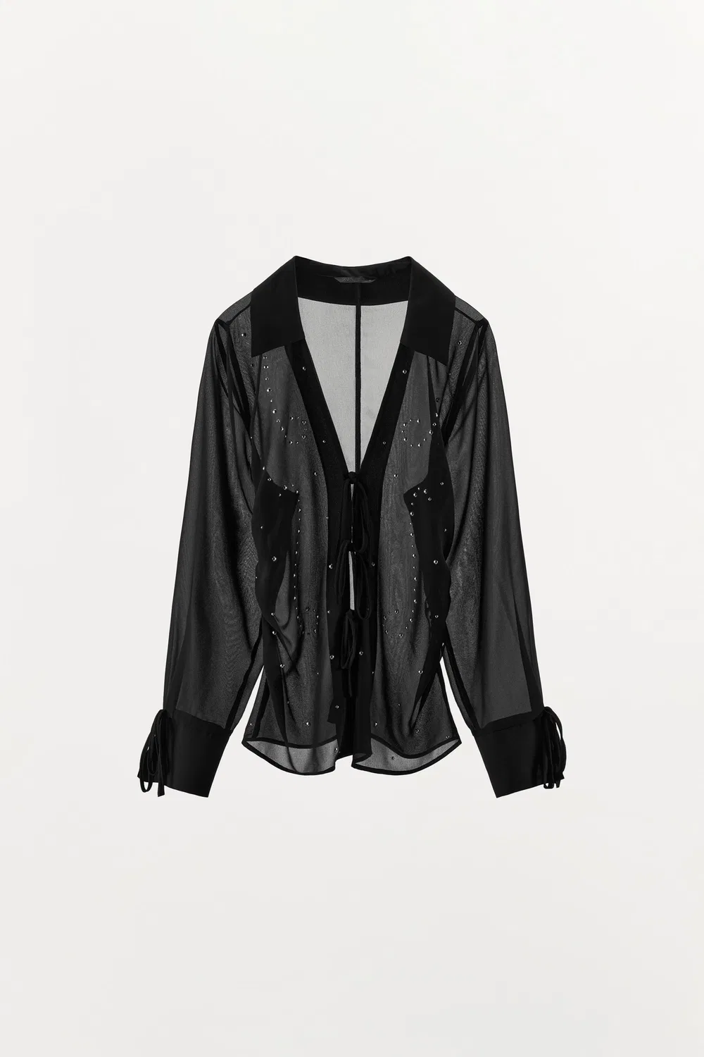 картинка Полупрозрачная рубашка с заклепками ZARA, Black от магазина Одежда+