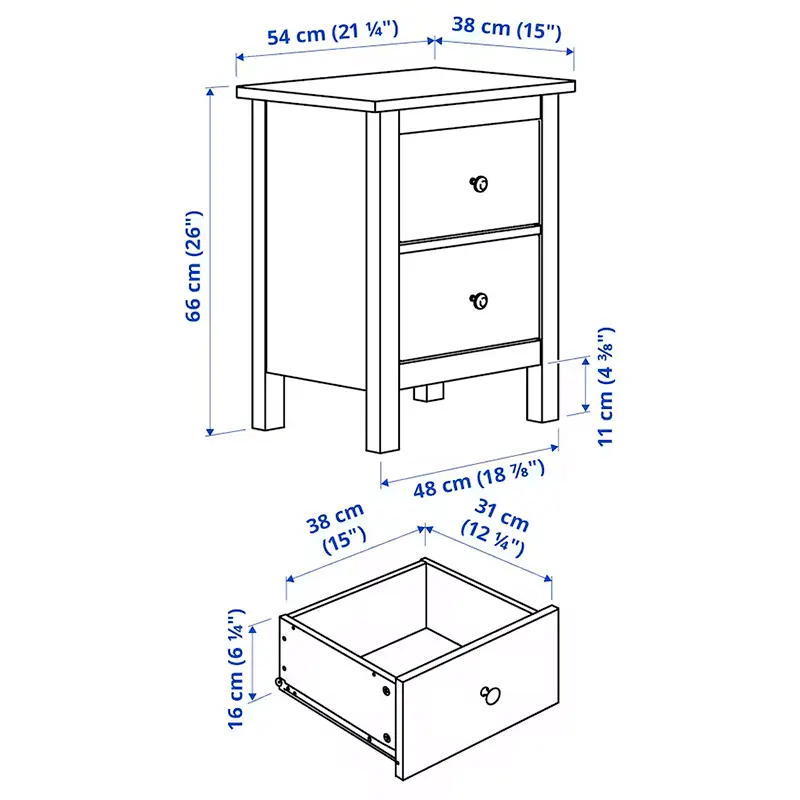 картинка Прикроватная тумба Ikea Hemnes, 54x38x66 см, белый от магазина Одежда+