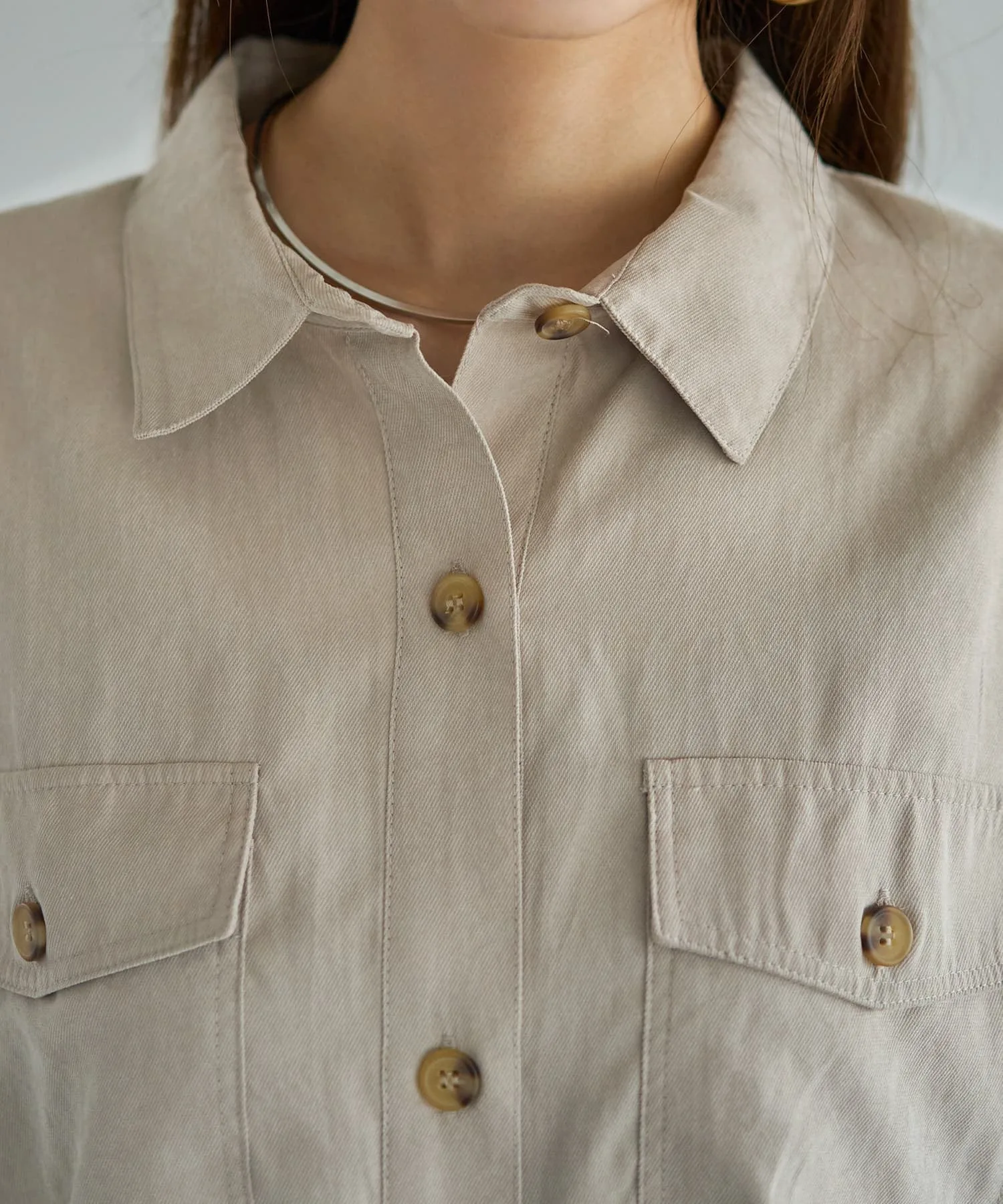 картинка Персиковая твиловая рубашка оверсайз Style Deli, Light beige от магазина Одежда+