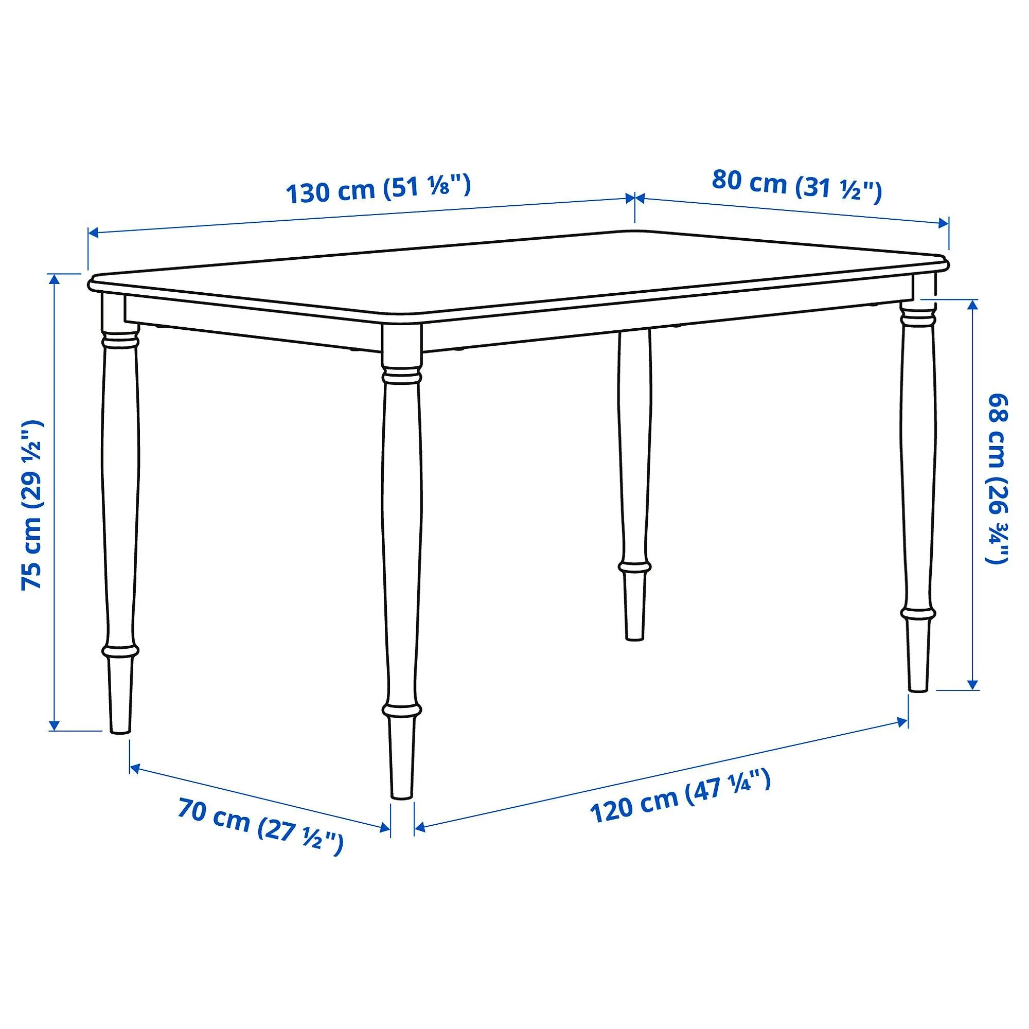 картинка Кухонный стол IKEA DANDERYD, 130x80 см, белый от магазина Одежда+