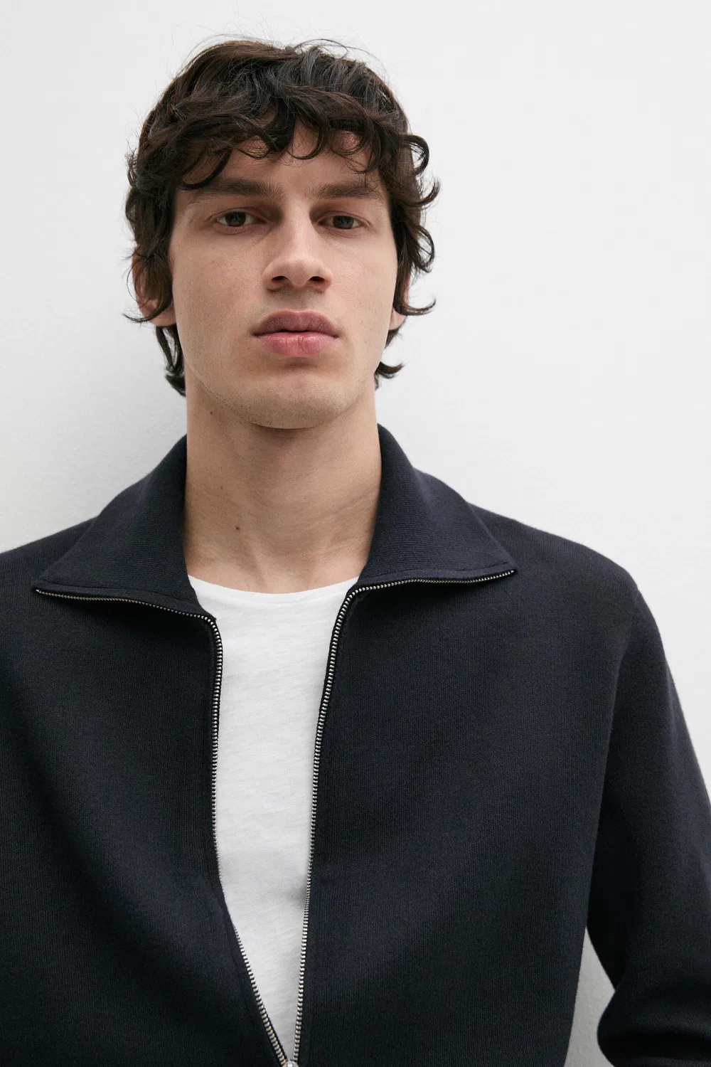 картинка Кардиган Massimo Dutti 100% Cotton Zip-Up Knit, темно-синий от магазина Одежда+