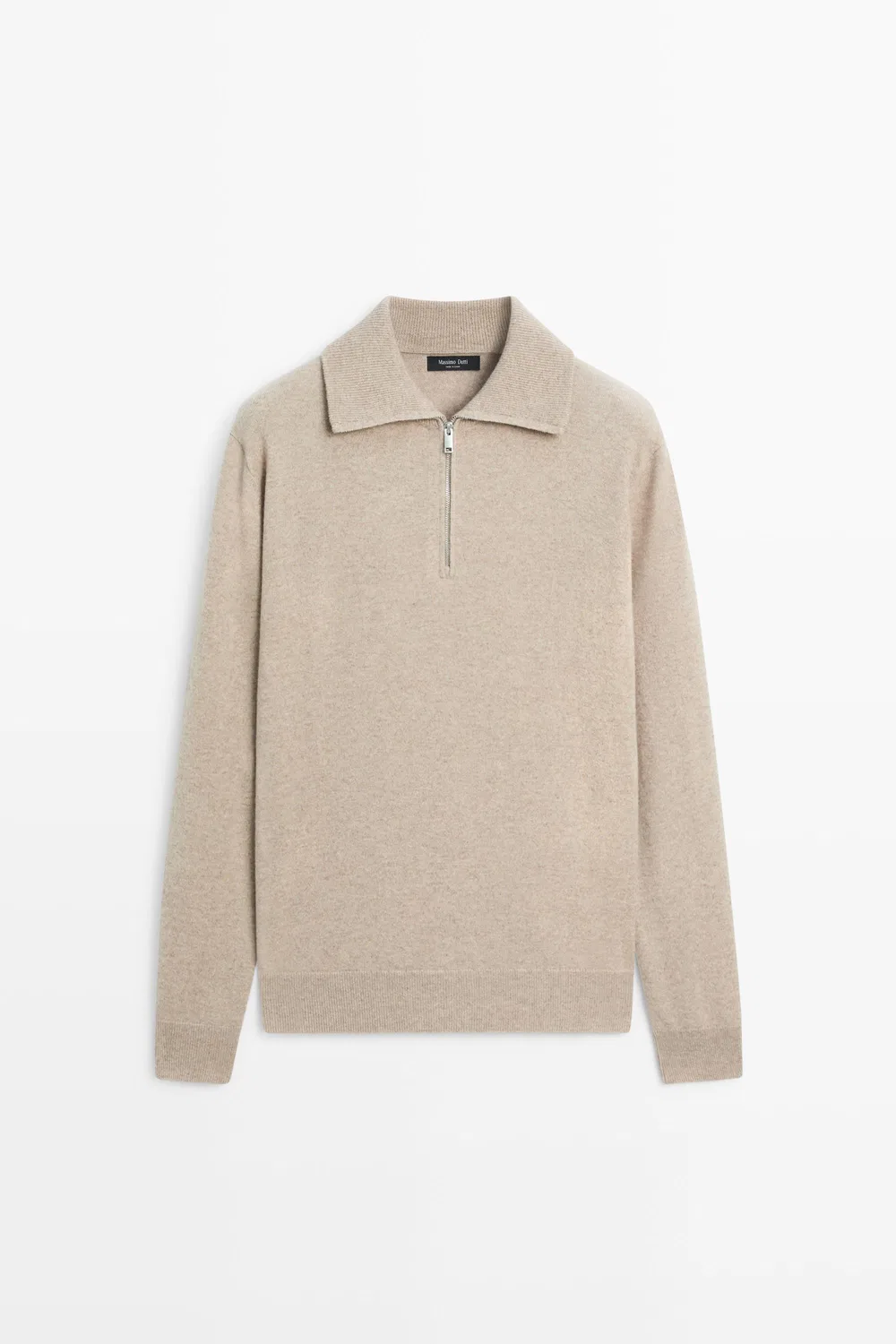 картинка Свитер Massimo Dutti Mock Neck Zip-Up Knit, песочный от магазина Одежда+