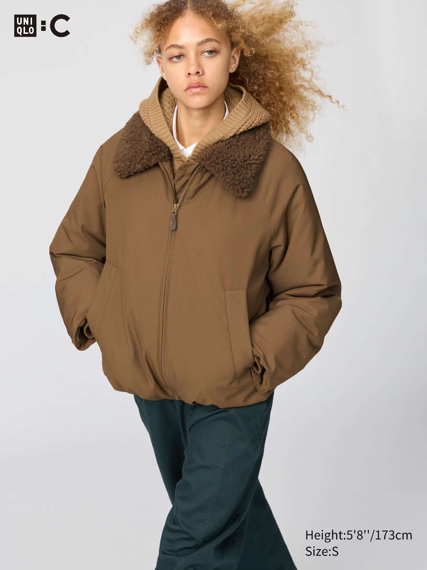 картинка Утепленный бомбер Puffertech Uniqlo, 36 коричневый от магазина Одежда+