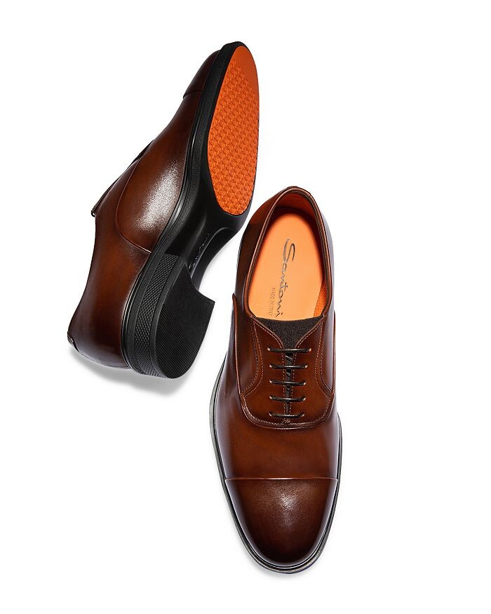 картинка Мужские модельные туфли Santoni с легким носком и шнуровкой, черный от магазина Одежда+