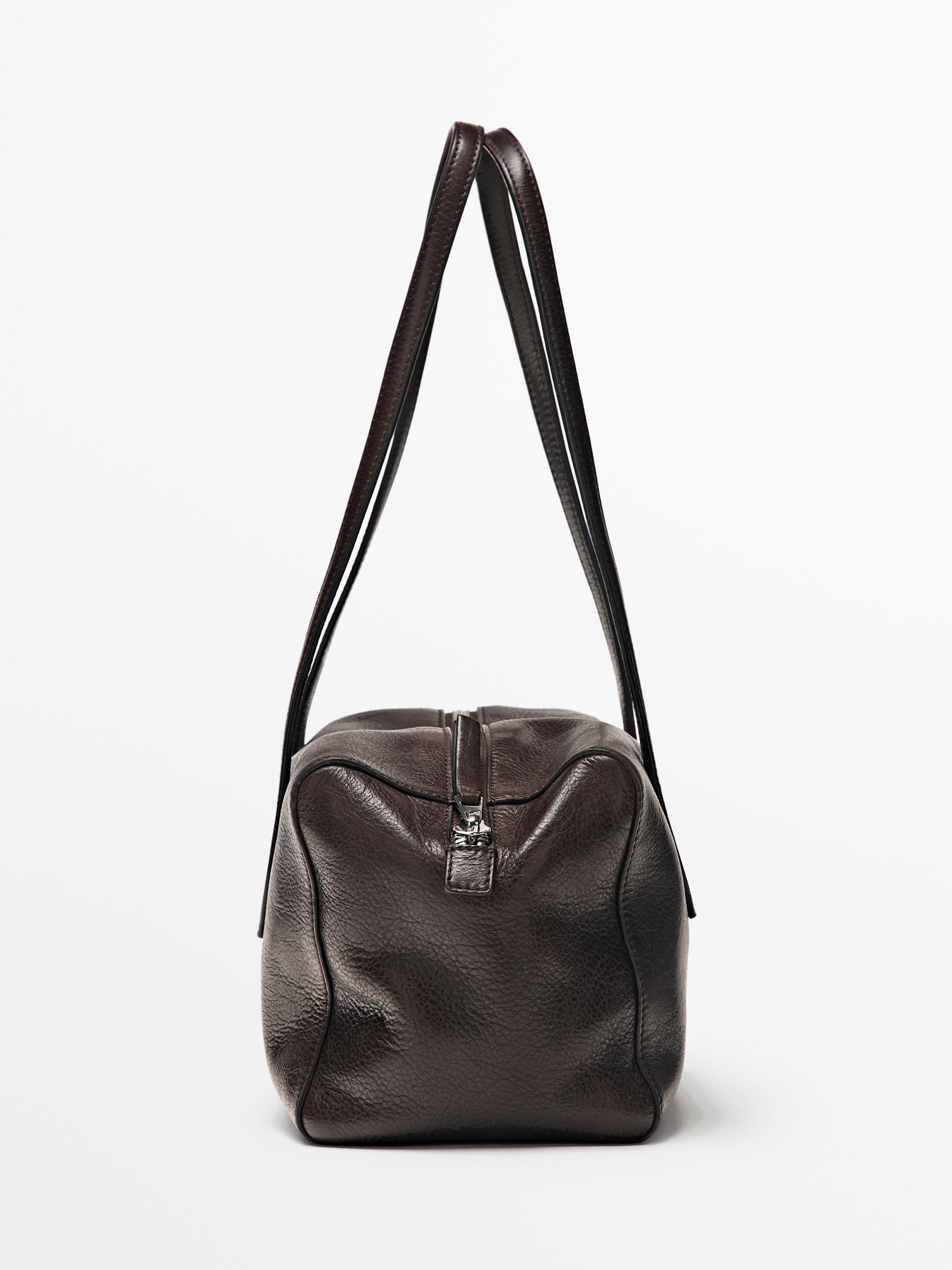 картинка Сумка Massimo Dutti Nappa Leather West Satchel, коричневый от магазина Одежда+