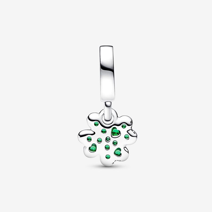 картинка Шарм Pandora Four Leaf Clover Dangle, серебро/зеленый от магазина Одежда+