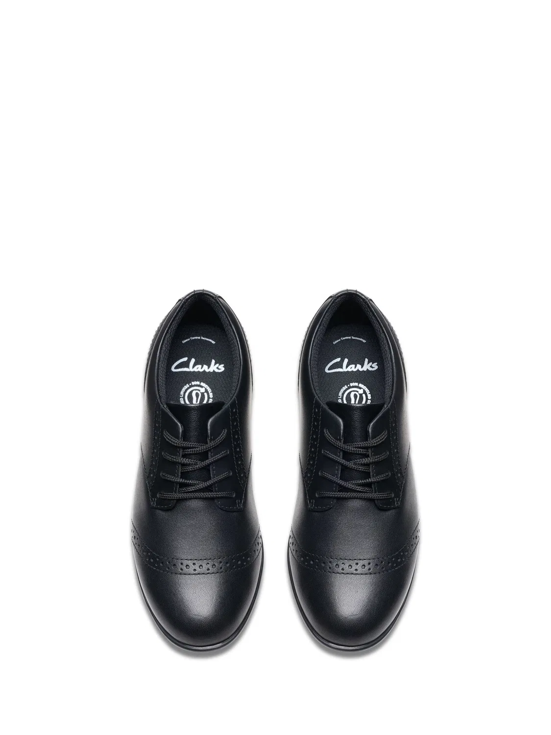 картинка Туфли Clarks Finja School Brogues, кожаные, черные от магазина Одежда+