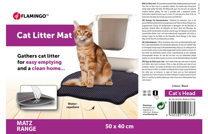 картинка Flamingo Matz Черный коврик для кошачьего туалета 50х40см, цвет черный от магазина Одежда+