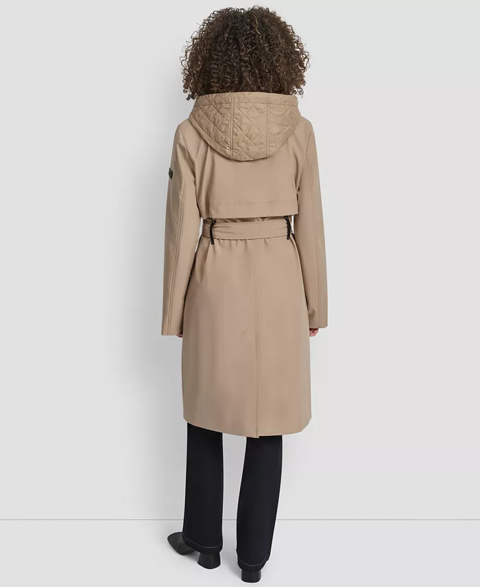 картинка Женский тренчкот с капюшоном и поясом DKNY, коричневый/бежевый от магазина Одежда+