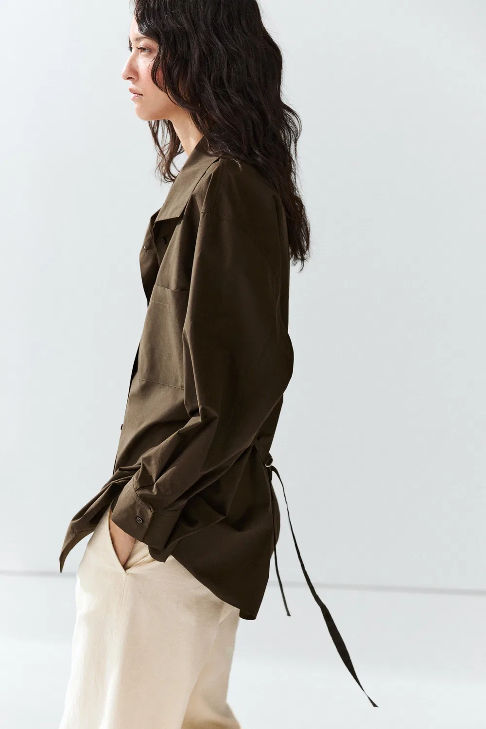 картинка Рубашка-куртка Massimo Dutti High Collar With Buckle Detail, хаки от магазина Одежда+