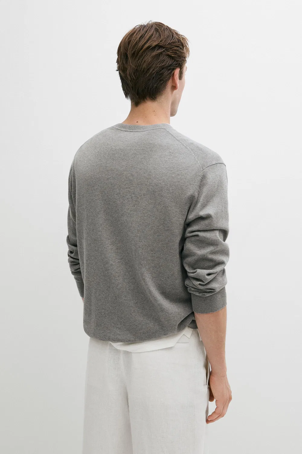 картинка Свитер Massimo Dutti Cotton Blend Knit, антрацитово-серый от магазина Одежда+
