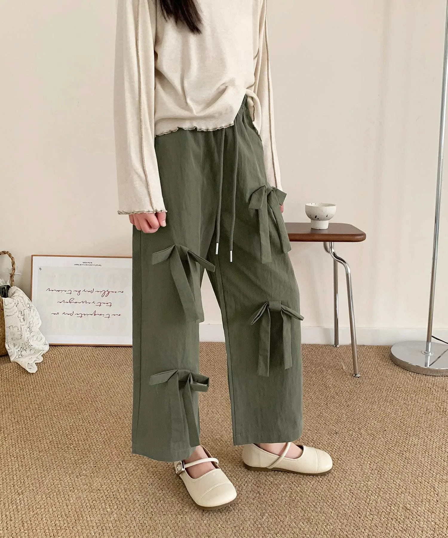 картинка Детские широкие штаны с передней лентой Aimoha Kids, Khaki от магазина Одежда+