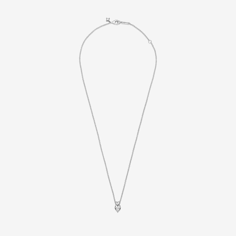 картинка Колье Pandora Double Heart Pendant Sparkling, серебро от магазина Одежда+