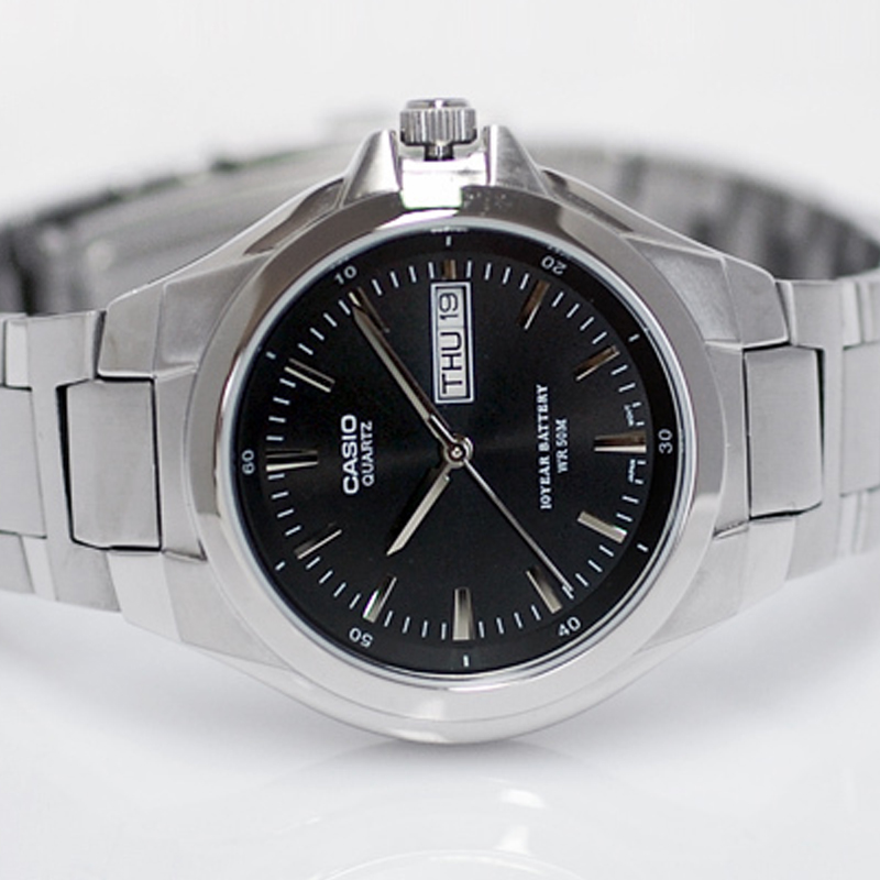 картинка Наручные часы Casio MTP-1239D-1A, серебристые с черным циферблатом от магазина Одежда+