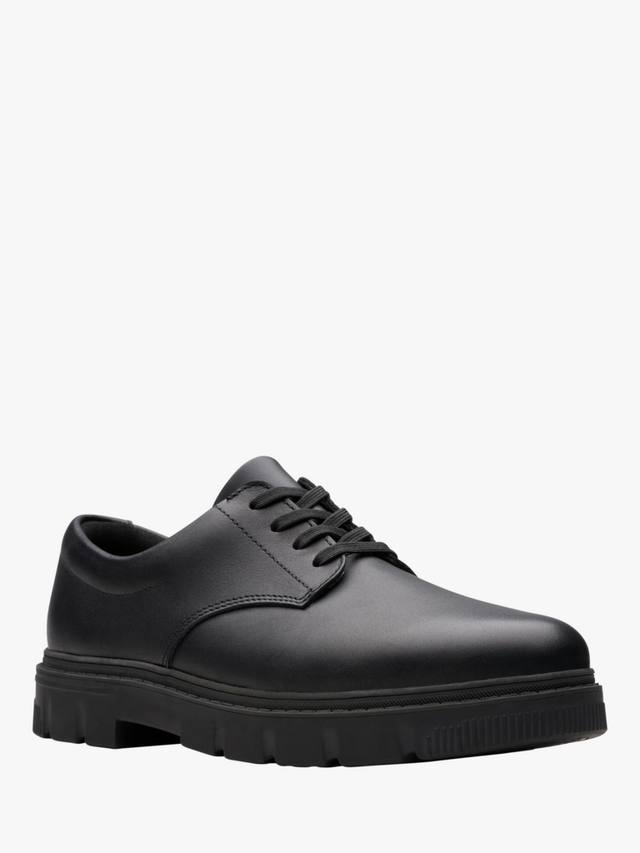 картинка Школьные туфли Clarks Lorcam Loop кожаные на шнуровке, черные от магазина Одежда+