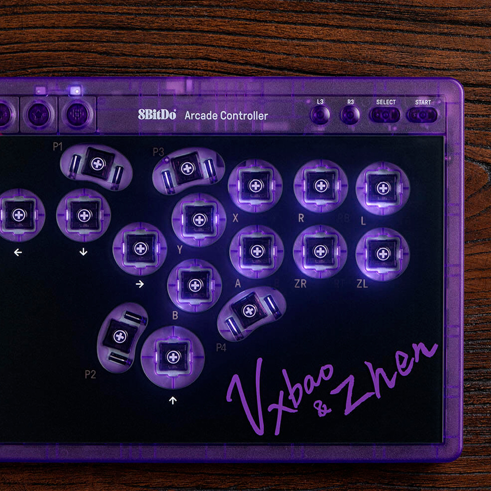 картинка Игровой контроллер 8BitDo Hitbox Arcade Controller, Signature Edition, черный/фиолетовый от магазина Одежда+