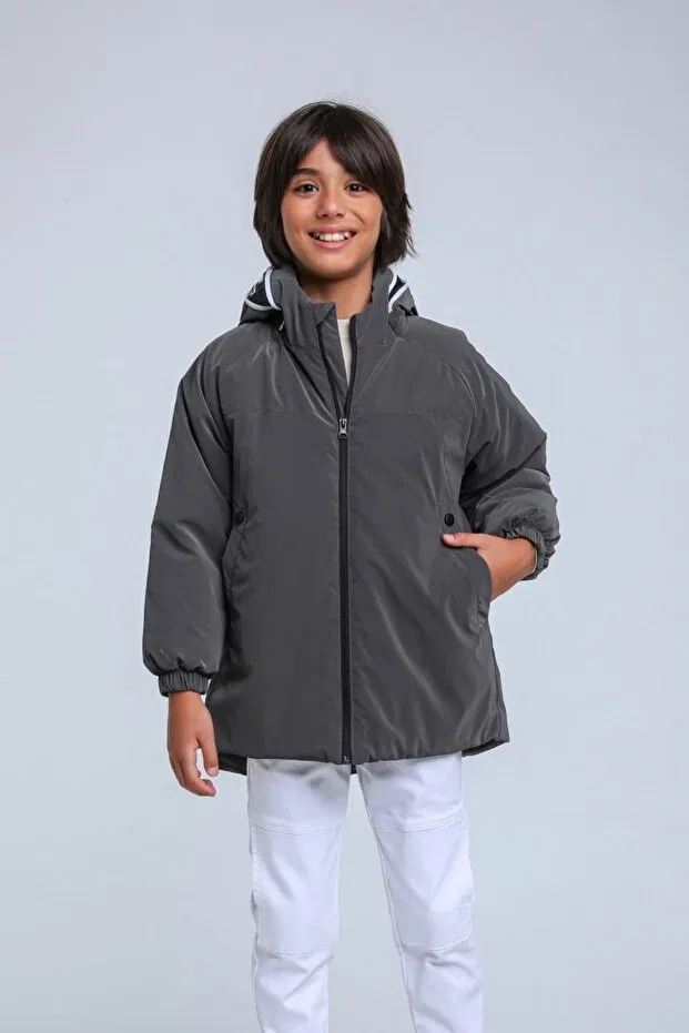 картинка Детское пальто для девочек с вышивкой Jack luxery Hausekids, Anthracite от магазина Одежда+