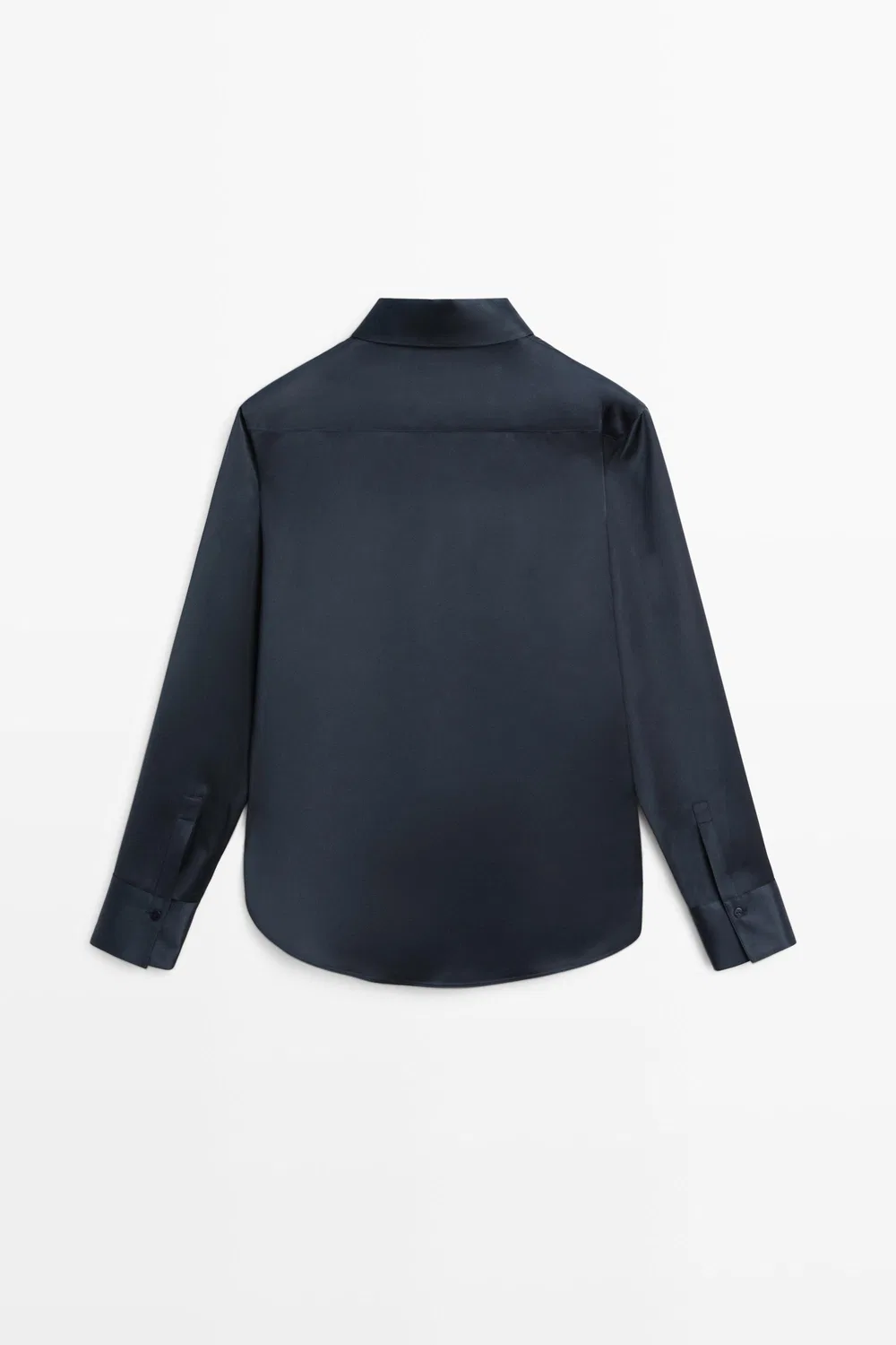 картинка Рубашка Massimo Dutti, атласная струящаяся блузка, темно-синий от магазина Одежда+