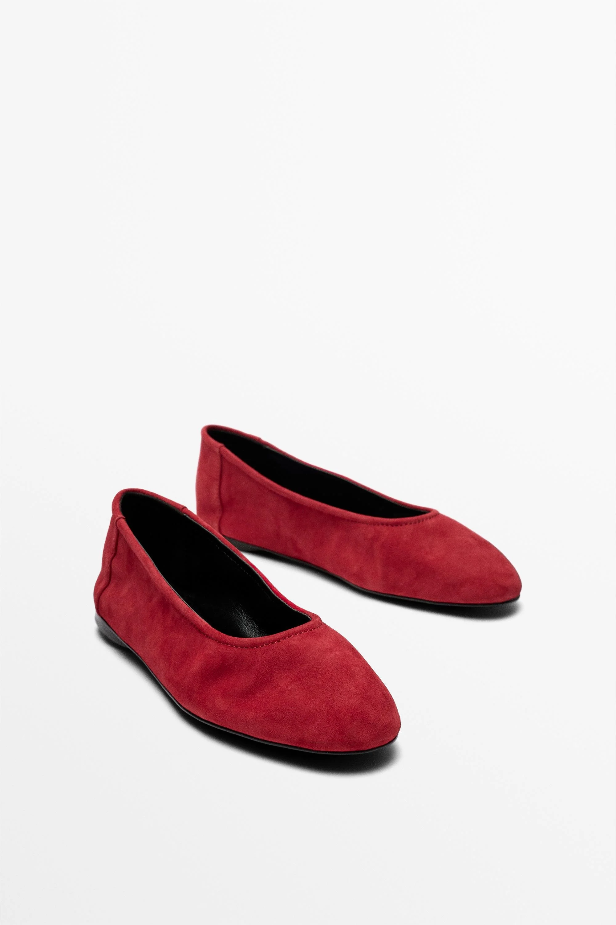 картинка Балетки женские Massimo Dutti Suede Round Toe, красный от магазина Одежда+