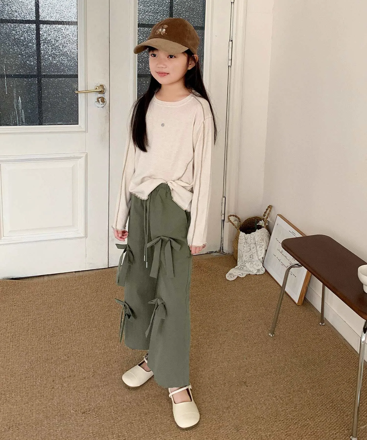 картинка Детские широкие штаны с передней лентой Aimoha Kids, Khaki от магазина Одежда+