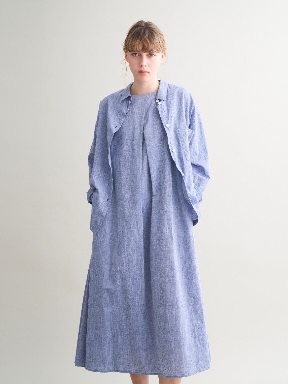 картинка Хлопчатобумажная льняная рубашка Three Dots, LT BLUE от магазина Одежда+