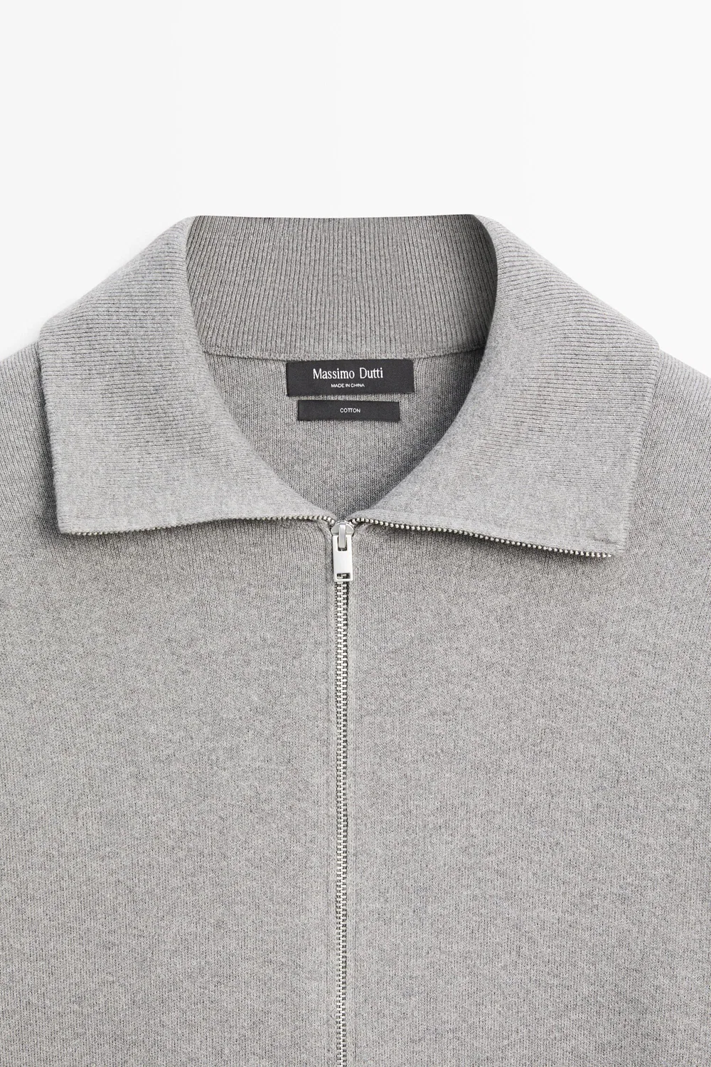 картинка Кардиган Massimo Dutti 100% Cotton Zip-Up Knit, серый от магазина Одежда+